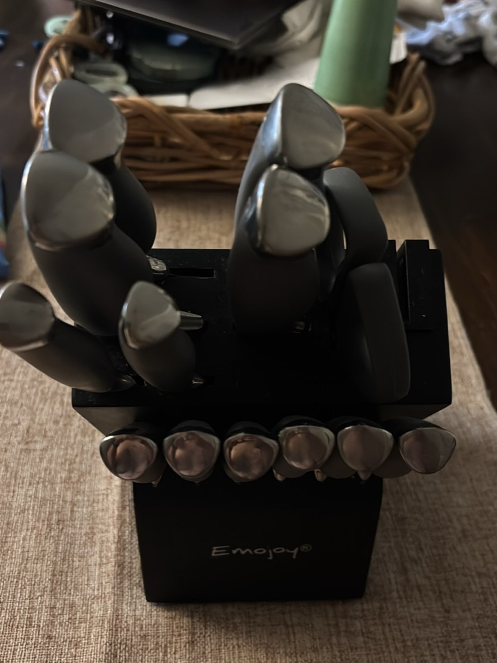 Black and Silver Knife Set with Block